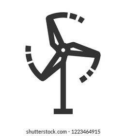 Wind turbine icon in thick outline style. Black and white monochrome vector illustration.