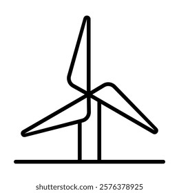 Wind turbine icon in thin line style