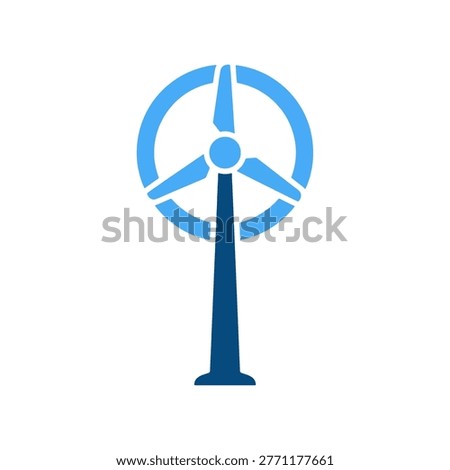 a wind turbine icon with three rotating blades on a tall tower representing clean renewable wind energy power generation sustainable electricity and eco friendly green technology solutions