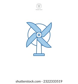 Wind Turbine icon vector illustrates a stylized power generator, symbolizing renewable energy, wind power, sustainability, ecology, and innovation