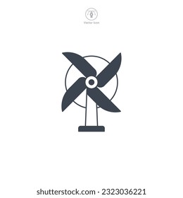 Wind Turbine icon vector illustrates a stylized power generator, symbolizing renewable energy, wind power, sustainability, ecology, and innovation