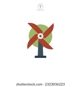 Wind Turbine icon vector illustrates a stylized power generator, symbolizing renewable energy, wind power, sustainability, ecology, and innovation