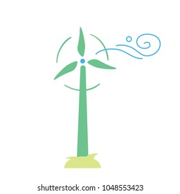 Wind turbine icon. Vector illustration of windmills for electric power production. Eco generation. Renewable resources concept. Isolated object