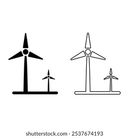 Wind Turbine Icon Vector for Renewable Energy and Sustainability Designs