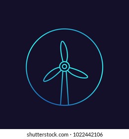 wind turbine icon, windmill linear vector