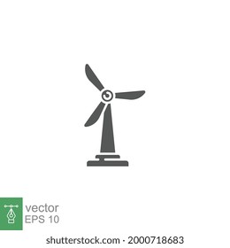 Wind turbine icon. windmill power, simple sustainable energy. environment technology station. Glyph or solid style. Vector illustration. Design on white background. EPS 10