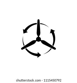 Wind turbine icon, windmill silhouette, black isolated on white background, vector illustration.