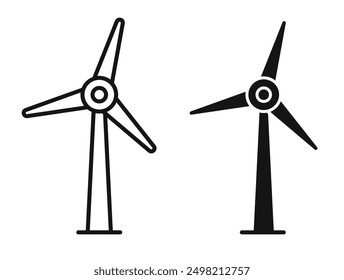 wind turbine iconicon vector collection in outlined and solid style