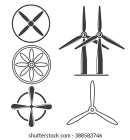 wind turbine icons, turbine icons