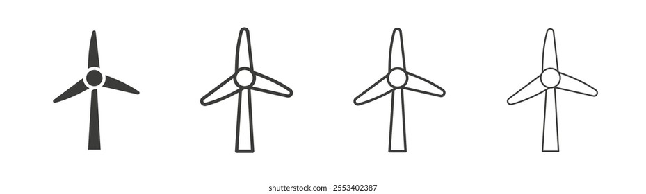 Wind turbine icons collection. vector set in black color