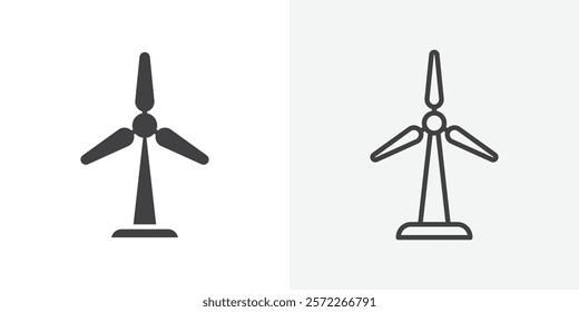 Wind turbine icons. flat and line style set