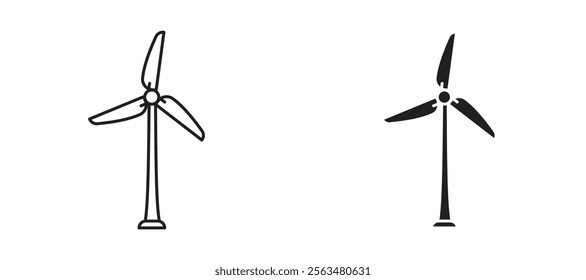 Wind turbine icons in outline and fill. vector illustration for ui.