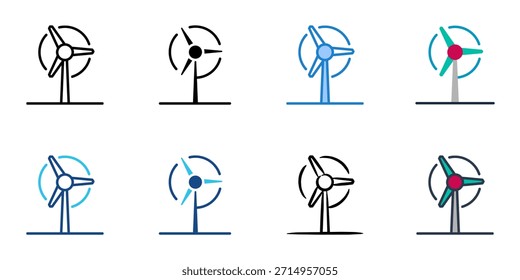wind turbine icons set multiple style vector collection. 
