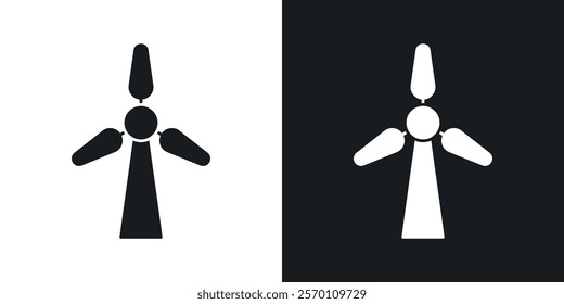 Wind turbine icons in solid black and white colors