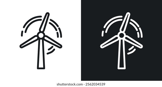Wind turbine icons. vector set in black colors