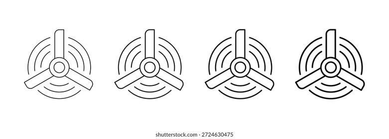 Wind Turbine Icons Vector Set In Different Stroke Line Style