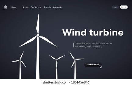 Wind turbine illustration. Alternative sources of energy. Green energy. Windmills. Vector on isolated background. EPS 10