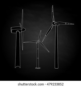 Wind turbine illustration. Vector isolated. 