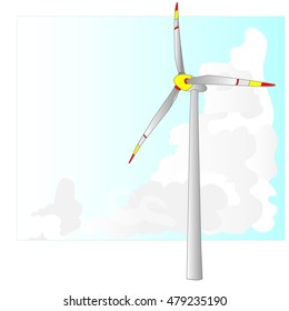 Wind turbine illustration. Vector isolated. 