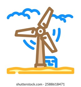 wind turbine industry 3 color icon vector. wind turbine industry 3 sign. isolated symbol illustration