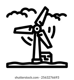 wind turbine industry 3 line icon vector. wind turbine industry 3 sign. isolated contour symbol black illustration