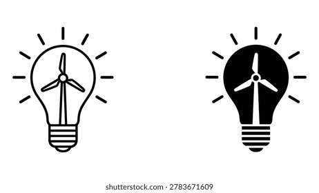 Wind turbine inside light bulb icon alternative energy