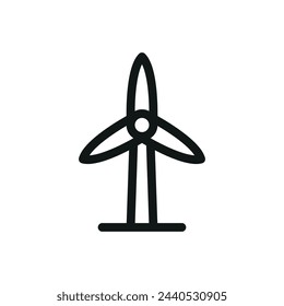 Wind turbine isolated icon, wind energy vector symbol with editable stroke