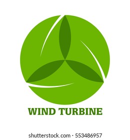 Wind turbine with leaves logo