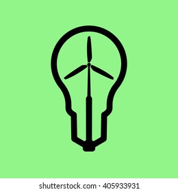 wind turbine in lightbulb icon vector