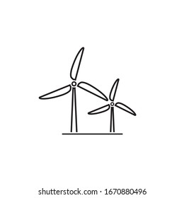 Wind turbine line icon. Flat design style. Windmill silhouette. Vector illustration