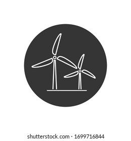 Wind turbine line icon. Flat design style. Windmill silhouette. Vector illustration