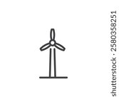 Wind Turbine line icon. linear style sign for mobile concept and web design. A tall wind turbine outline vector icon. Symbol, logo illustration. Vector graphics