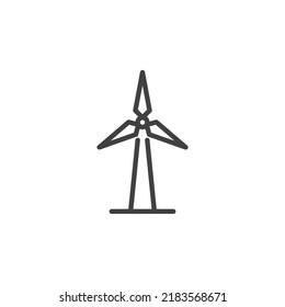 Wind turbine line icon. linear style sign for mobile concept and web design. Electric windmill outline vector icon. Symbol, logo illustration. Vector graphics