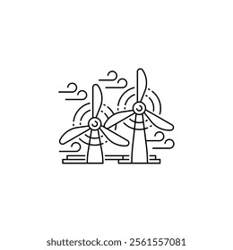 Wind Turbine Line Icon. linear style sign for mobile concept and web design. Outline vector icon.