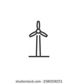 Wind Turbine line icon. linear style sign for mobile concept and web design. A tall wind turbine outline vector icon. Symbol, logo illustration. Vector graphics