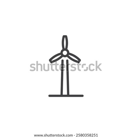 Wind Turbine line icon. linear style sign for mobile concept and web design. A tall wind turbine outline vector icon. Symbol, logo illustration. Vector graphics