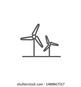Wind turbine line icon on white background