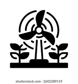 Wind Turbine Line Icon, Outline Symbol for Renewable Wind Energy, Green Power Generation, Clean Electricity, and Sustainable Development. Vector Sign Icon.