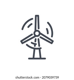 Wind turbine line icon. Wind power energy vector outline sign.