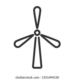 Wind turbine line vector icon isolated on white background. Wind generator outline flat icon for web and ui design. Eco friendly alternative energy concept.