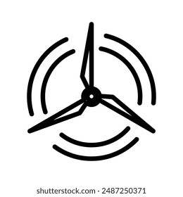 Wind turbine linear logo mark in black and white