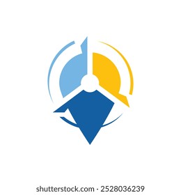 Wind turbine location icon design logo. Silhouette, colorful and linear wind turbine icon. Creative location icon for your web mobile application logo design.
