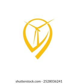 Wind turbine location icon design logo. Silhouette, colorful and linear wind turbine icon. Creative location icon for your web mobile application logo design.