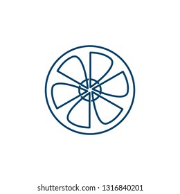 Wind turbine logo design template. Air conditioning vector symbol concept. Cooler icon.    Circle thunder symbols with fan in negative space
