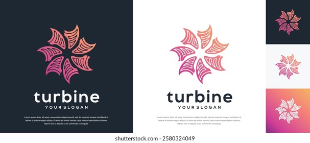 Wind turbine logo design. Turbine logo templateWind turbine logo design. Turbine logo template