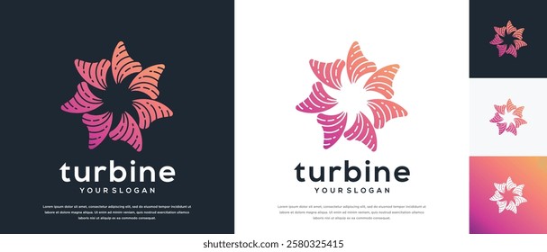 Wind turbine logo design. Turbine logo templateWind turbine logo design. Turbine logo template