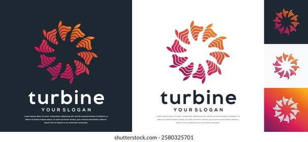 Wind turbine logo design. Turbine logo templateWind turbine logo design. Turbine logo template