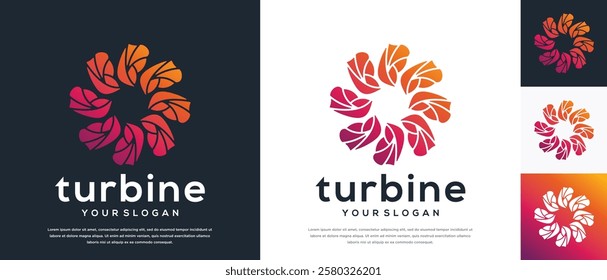 Wind turbine logo design. Turbine logo templateWind turbine logo design. Turbine logo template