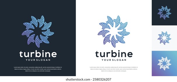 Wind turbine logo design. Turbine logo templateWind turbine logo design. Turbine logo template