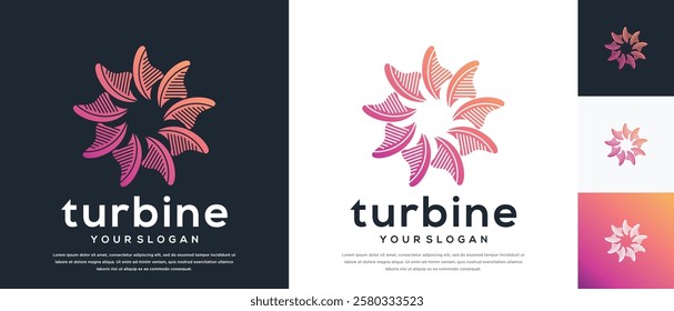 Wind turbine logo design. Turbine logo templateWind turbine logo design. Turbine logo template